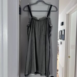 VERA WANG COLLECTION Cream & Black Mesh tent Dress Medium square neck strappy